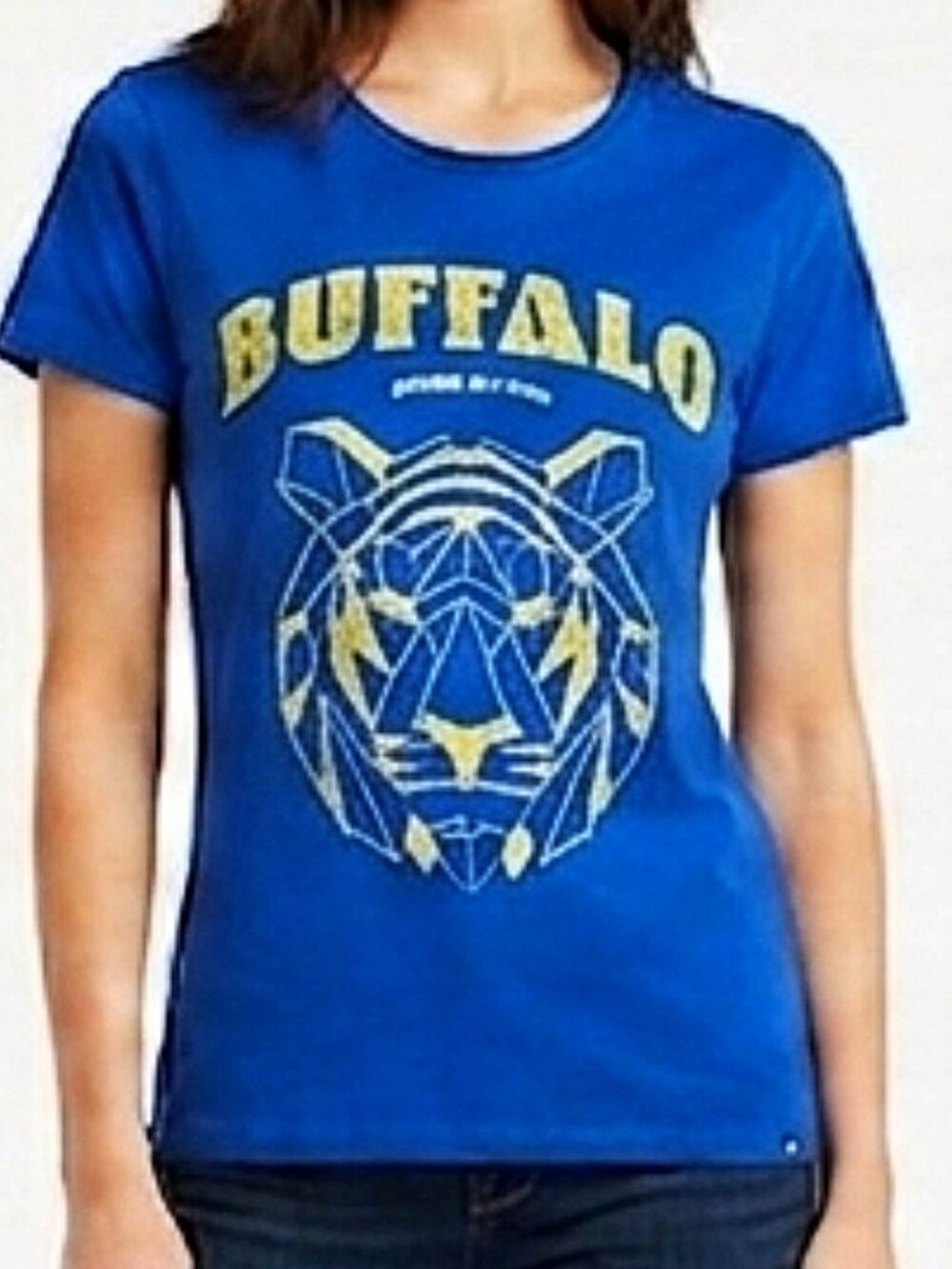Buffalo David Bitton "Dazzling Blue" Darcy Rocker Boyfriend T-Shirt NEW- Sz. Sm